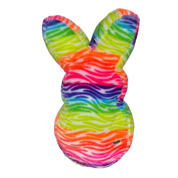 Peeps Bunny Rabbit Plush Stuffed Animal 17'' Neon Rainbow Multicolor Striped - Picture 3 of 5